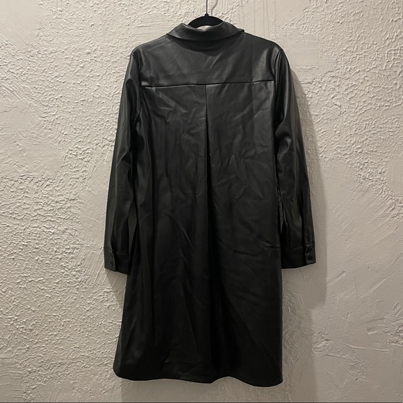 NWT DUETTE NYC Vegan Leather Long Shirt - The Lafayette - Picture 9 of 11